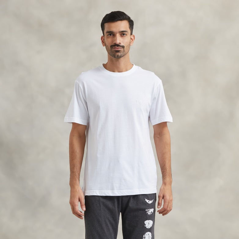 Men Organic Cotton Half-sleeve Sadhana T-Shirt - White