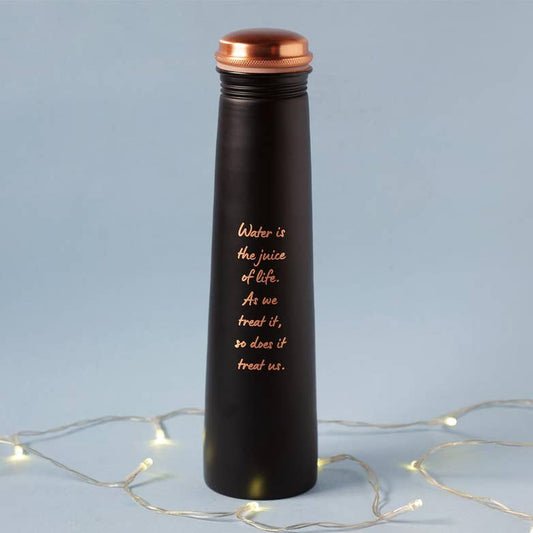 Sadhguru Quote Copper Bottle- Black. For storing and drinking water. A festive gift for home and office.