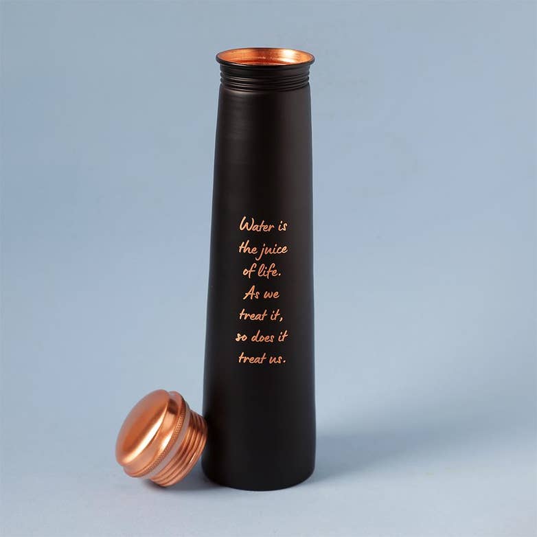 Sadhguru Quote Copper Bottle- Black. For storing and drinking water. A festive gift for home and office.