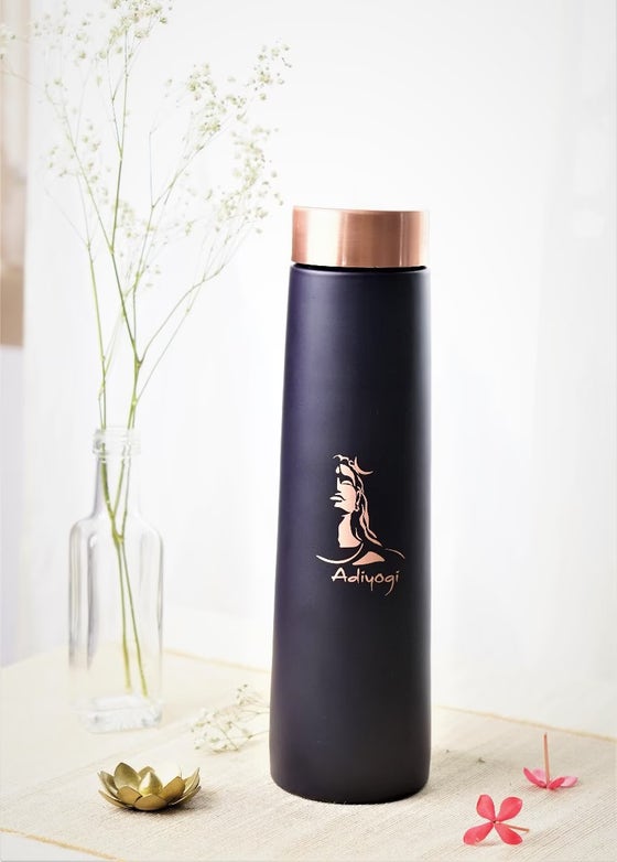 Copper Water Bottle With Adiyogi Imprint - 900 Ml
