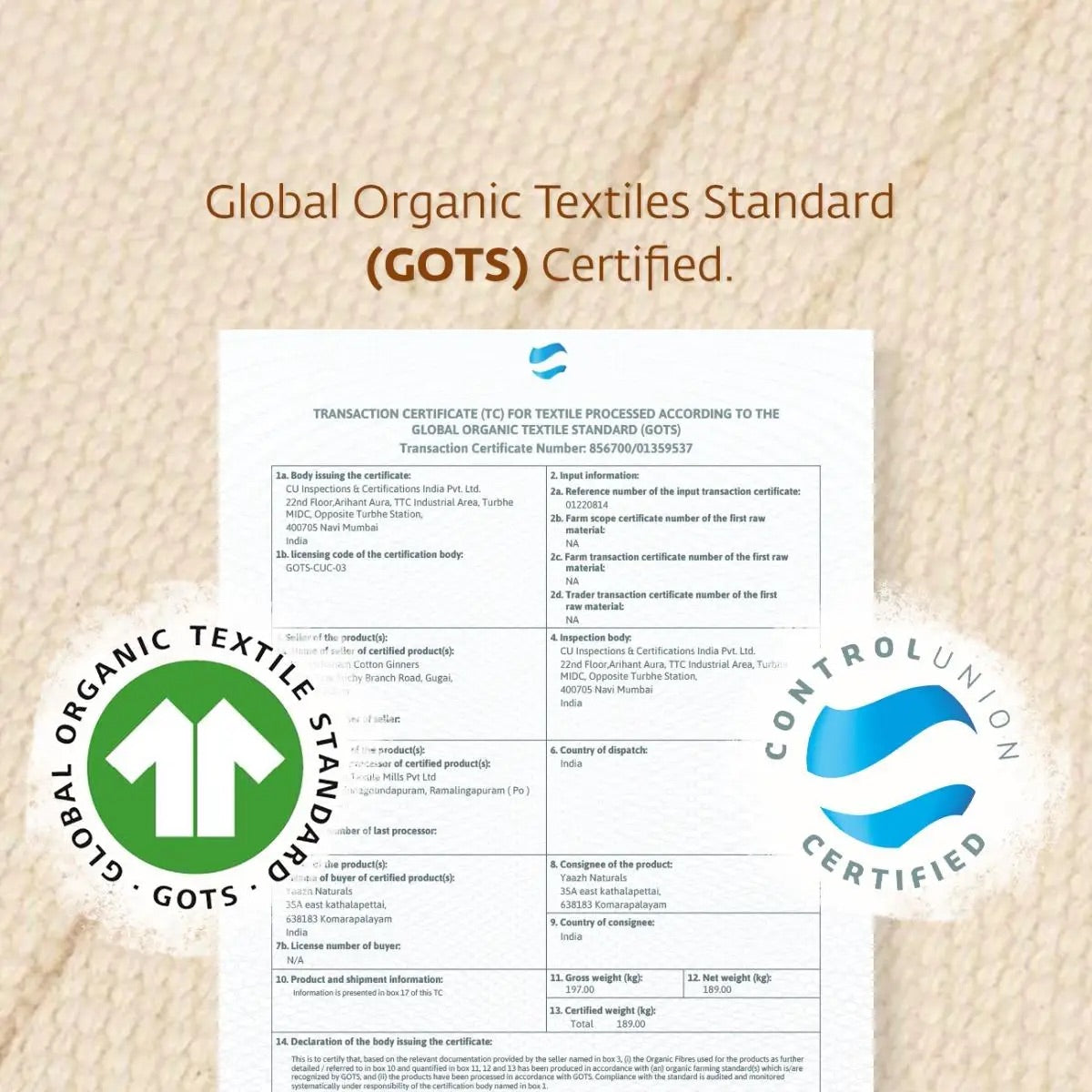 Handwoven organic cotton rug yoga mat. Undyed. Eco-friendly. Washable. GOTS certified.