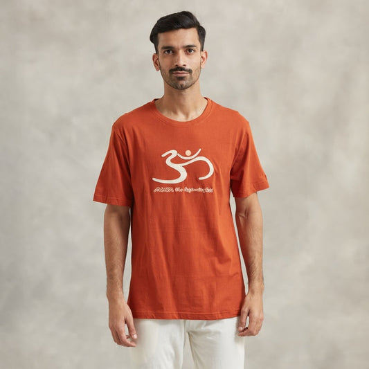 Men Organic Cotton Aum T-shirt - Brick