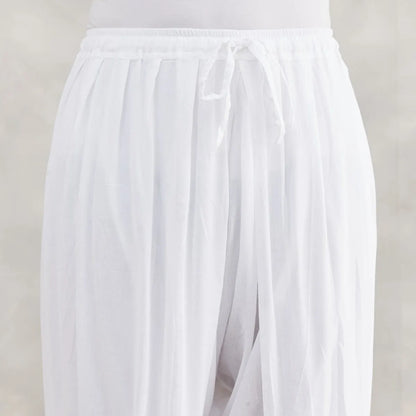 Isha’s signature. Ready to wear Unisex Dhoti Pants (White) / Panchakacham. Easy to pull on. Versatile. Comfortable for both casual and formal wear.