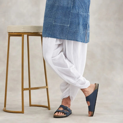 Isha’s signature. Ready to wear Unisex Dhoti Pants (White) / Panchakacham. Easy to pull on. Versatile. Comfortable for both casual and formal wear.