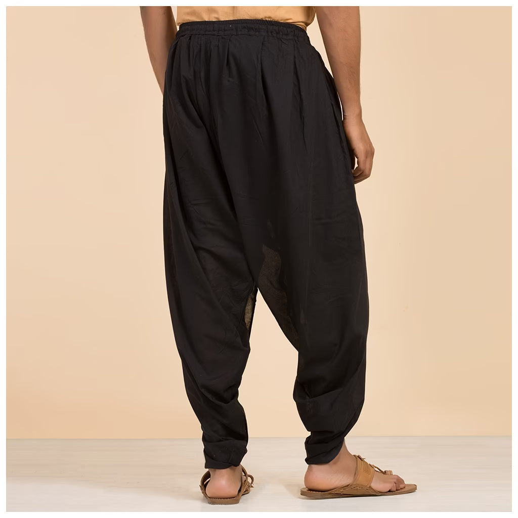 Isha’s signature. Ready to wear Unisex Dhoti Pants(Black) / Panchakacham. Certified organic cotton. Easy to pull on. Versatile. Comfortable for both casual and formal wear.