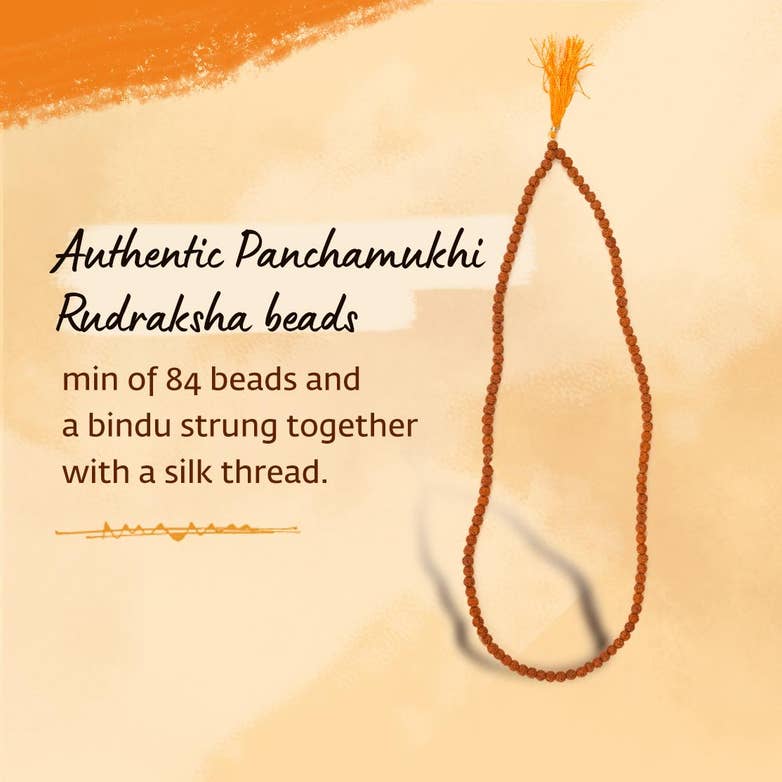 Authentic Isha Panchamukhi (five-faced) Rudraksha Mala. Energized at Dhyanalinga. Your cocoon of energy (8 mm)