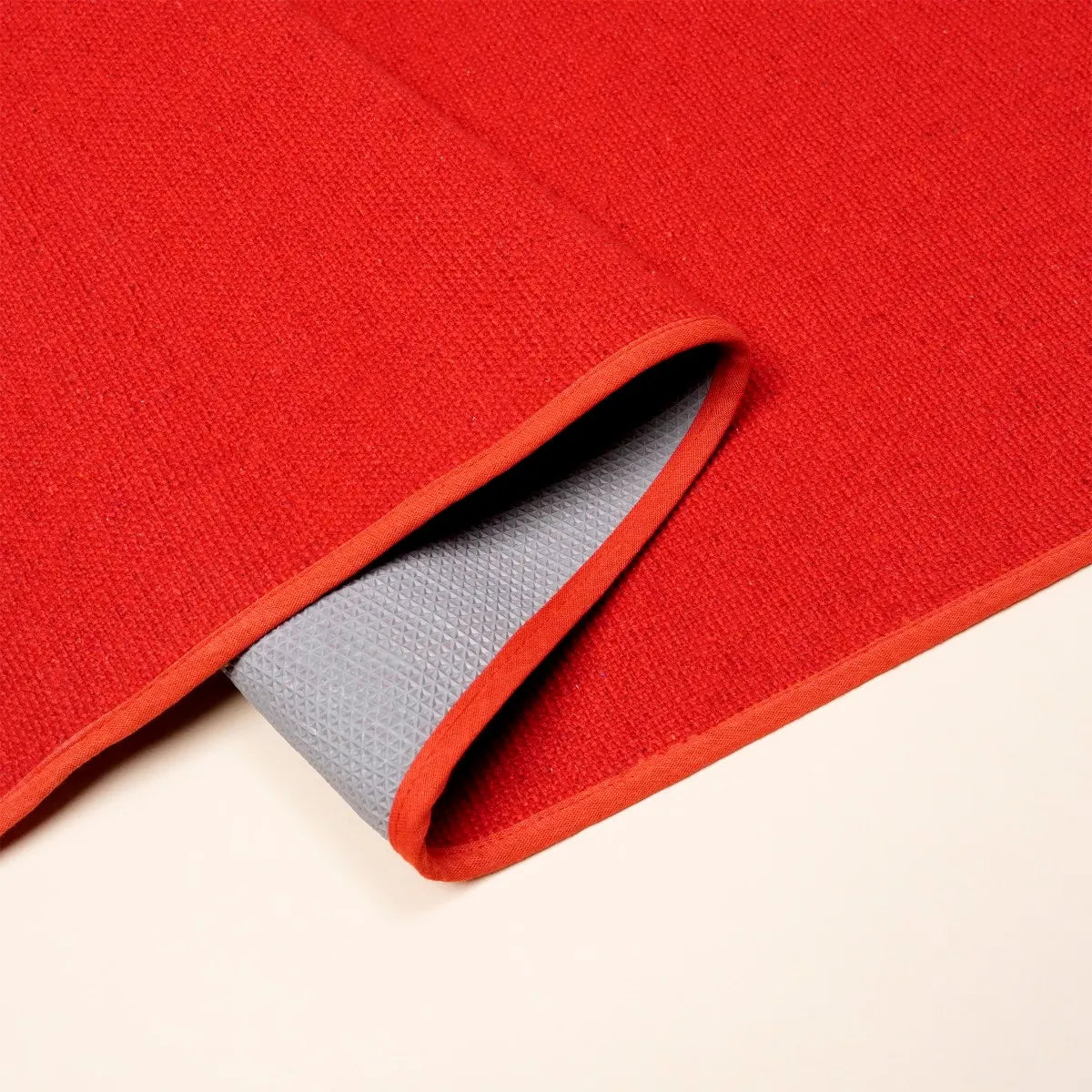 Cotton Rug Yoga Mat Back Rubberized - Red