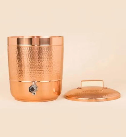 Hammered Copper Water Storage Pot, 8 Liters