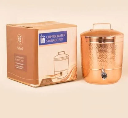 Hammered Copper Water Storage Pot, 8 Liters