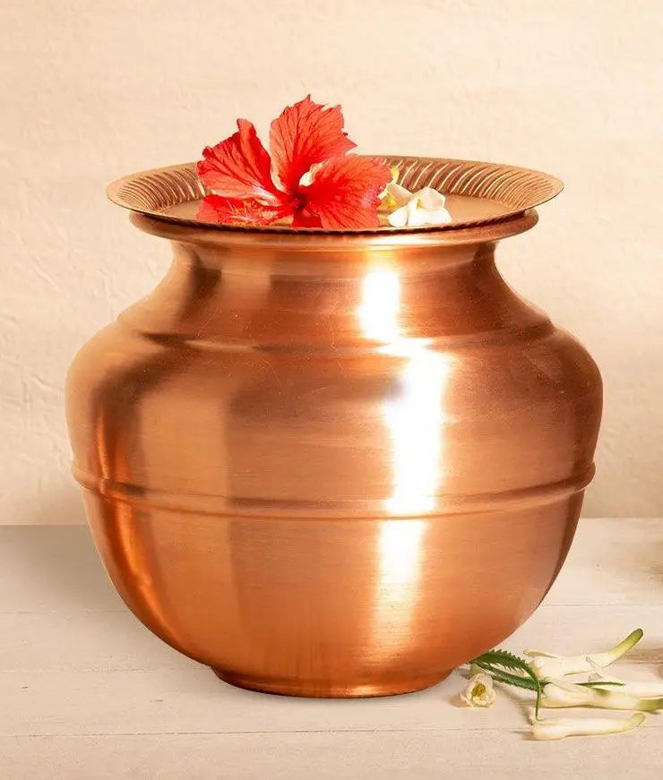 Traditional copper water storage pot/matka (Jeevarasam pot). Pure & high quality copper. Good for health. (10 liters)